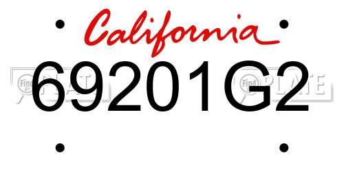 69201G2 California License Plate