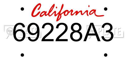 69228A3 California License Plate