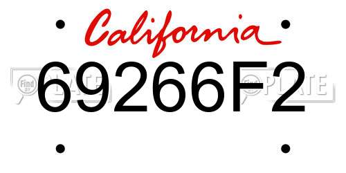 69266F2 California License Plate