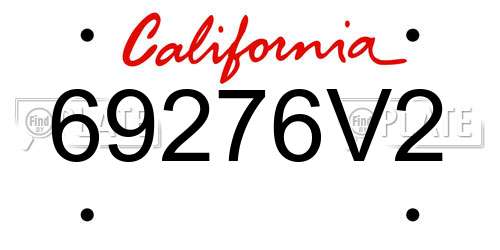 69276V2 California License Plate