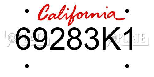 69283K1 California License Plate