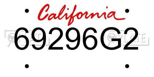 69296G2 California License Plate