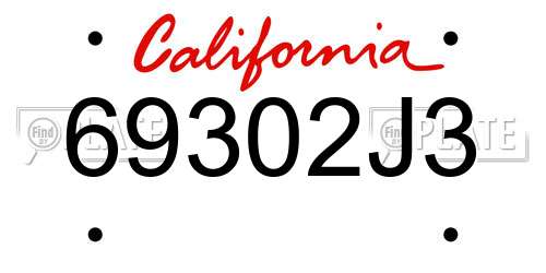 69302J3 California License Plate