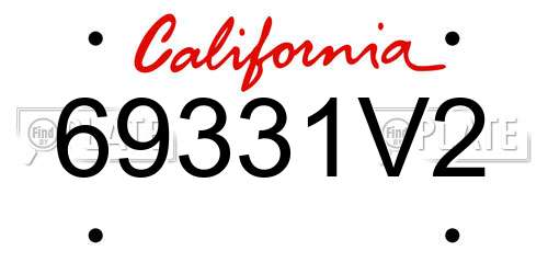 69331V2 California License Plate