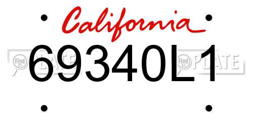 69340L1 California License Plate