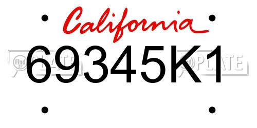 69345K1 California License Plate