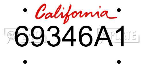 69346A1 California License Plate