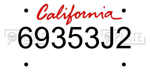 69353J2 California License Plate