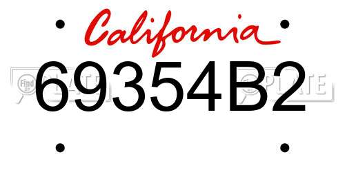 69354B2 California License Plate