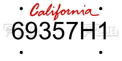 69357H1 California License Plate