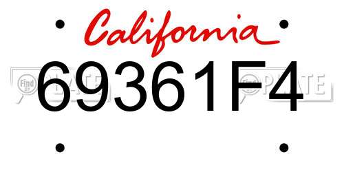 69361F4 California License Plate