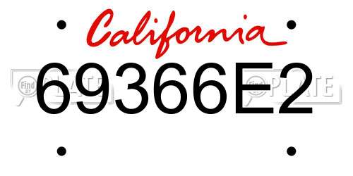 69366E2 California License Plate