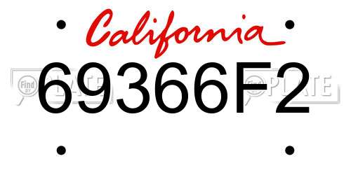 69366F2 California License Plate