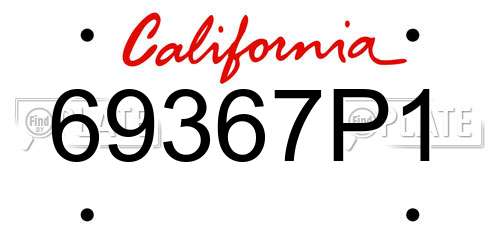69367P1 California License Plate