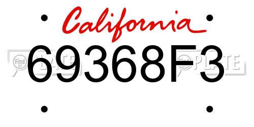 69368F3 California License Plate