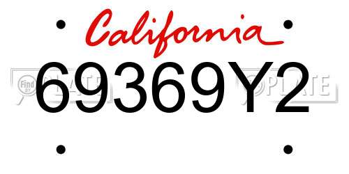 69369Y2 California License Plate