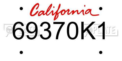 69370K1 California License Plate