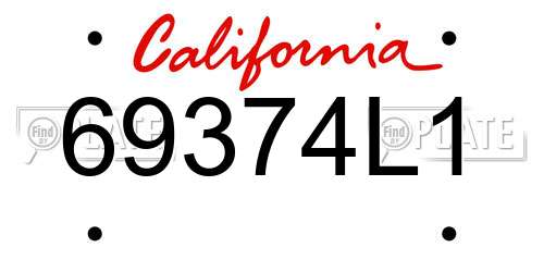 69374L1 California License Plate