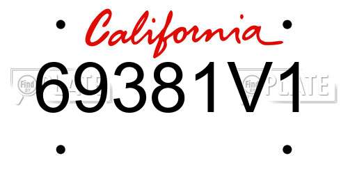 69381V1 California License Plate