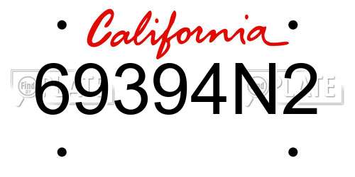 69394N2 California License Plate