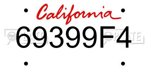69399F4 California License Plate