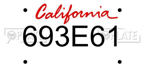693E61 California License Plate