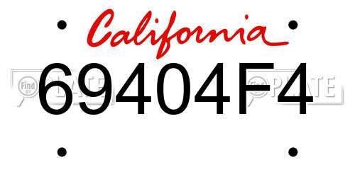 69404F4 California License Plate
