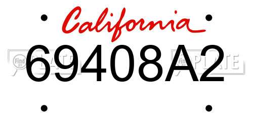 69408A2 California License Plate