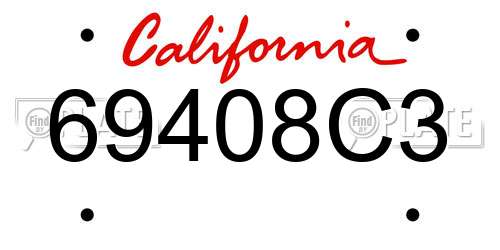 69408C3 California License Plate