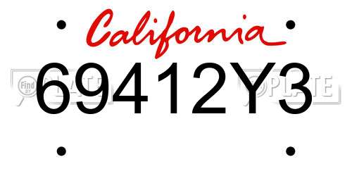 69412Y3 California License Plate
