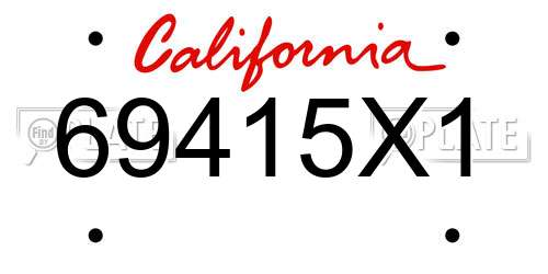 69415X1 California License Plate