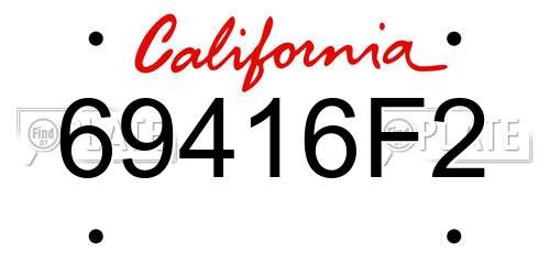 69416F2 California License Plate