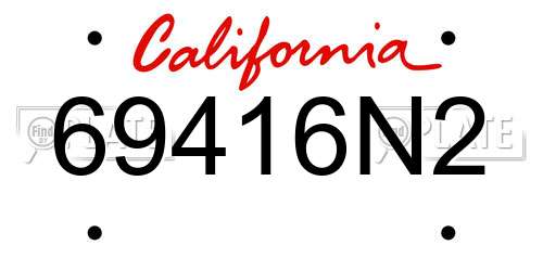69416N2 California License Plate