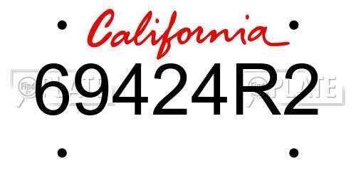 69424R2 California License Plate