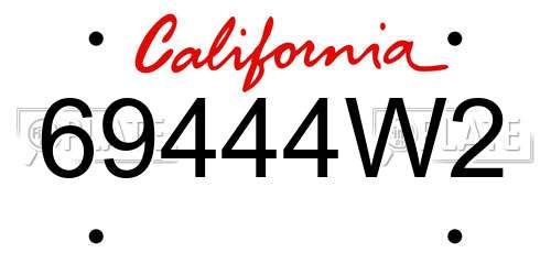 69444W2 California License Plate