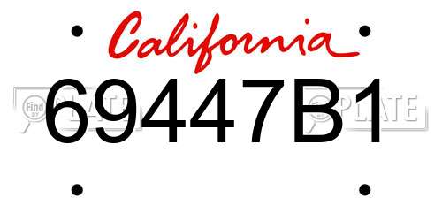 69447B1 California License Plate