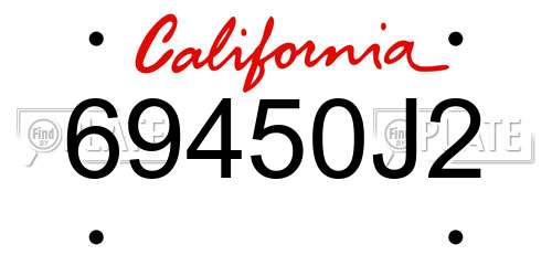 69450J2 California License Plate