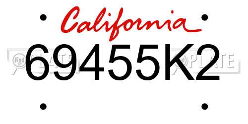 69455K2 California License Plate