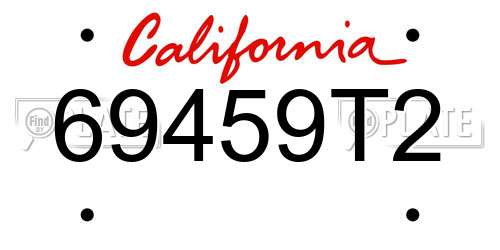 69459T2 California License Plate