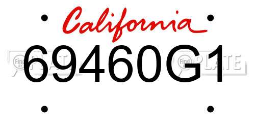 69460G1 California License Plate