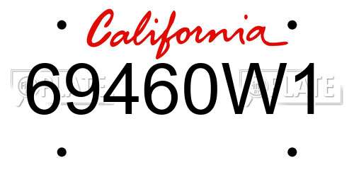 69460W1 California License Plate