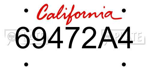 69472A4 California License Plate