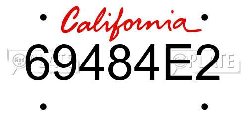 69484E2 California License Plate