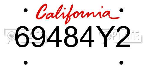 69484Y2 California License Plate