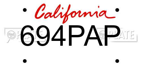 694PAP California License Plate