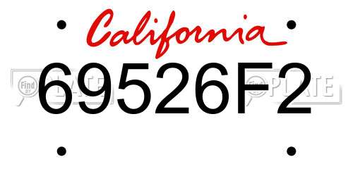 69526F2 California License Plate