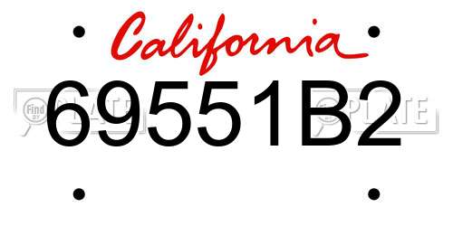69551B2 California License Plate