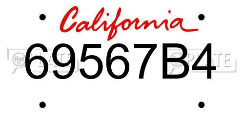 69567B4 California License Plate