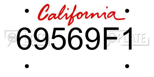 69569F1 California License Plate