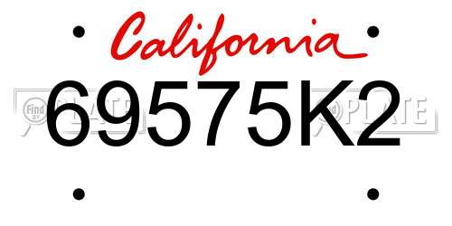 69575K2 California License Plate